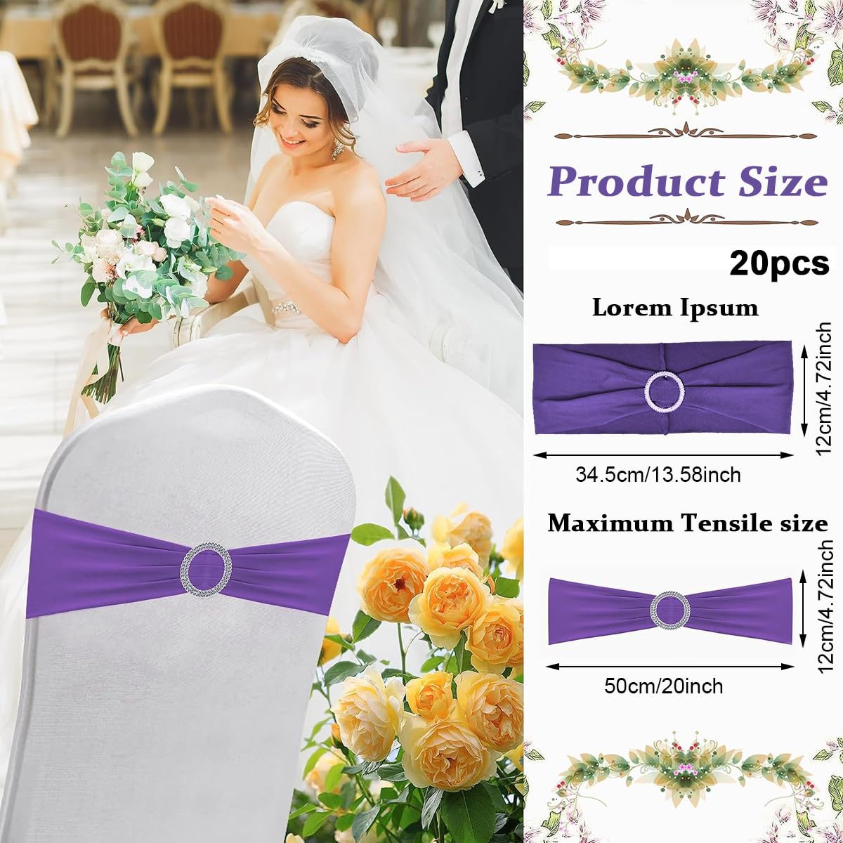 HASTHIP 20Pack Chair Sashes Chair Bows Stretch Chair Sashes Spandex Chair Cover Band with Buckle for Wedding Hotel Banquet Birthday Party Home Decorations, Purple HASTHIP 20Pack Chair Sashes Chair Bows Stretch Chair Sashes Spandex Chair Cover Band with Buckle for Wedding Hotel Banquet Birthday Party Home Decorations, Purple